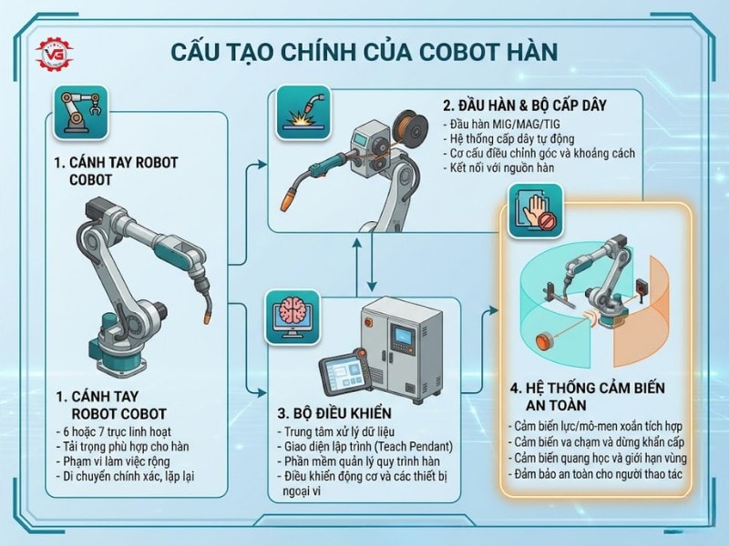 Cần biết Cobot Hàn Là Gì? Đặc Điểm, Cấu Tạo, Vai Trò, Ứng Dụng & Top Lưu Ý 8 cau tao cobot han