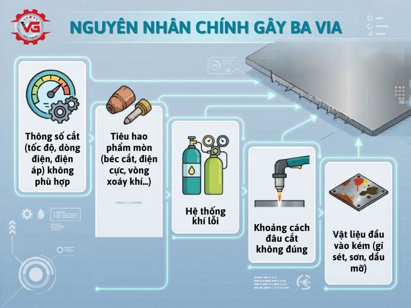 Tư vấn Máy Cắt Plasma CNC Bị Ba Via Nhiều: Nguyên Nhân, Ảnh Hưởng Và Cách Xử Lý 9 tai sao may cat plasma cnc bi ba via