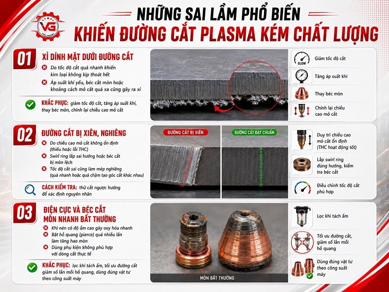 Chứng thực Cách Tăng Chất Lượng Đường Cắt Plasma Hiệu Quả 10 sai lam khien duong cat plasma kem